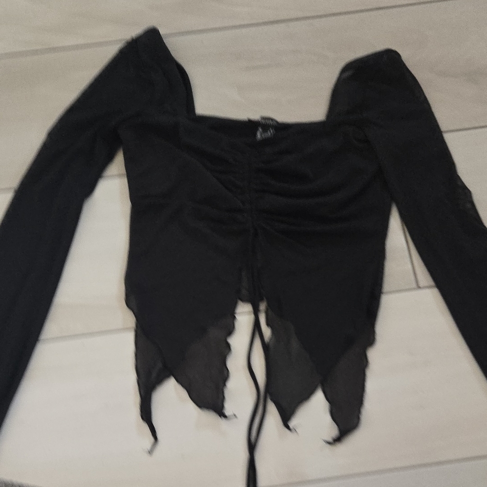 Forever 21 Black Ruched Long Sleeve Top